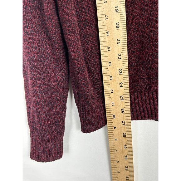 Izod Mens Marled Burgundy Shawl Collar Sweater Small/Petite Cotton/Acrylic Blend - Picture 6 of 11